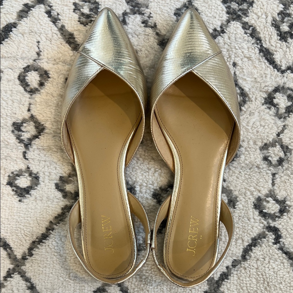J. Crew Metallic Gold Flats